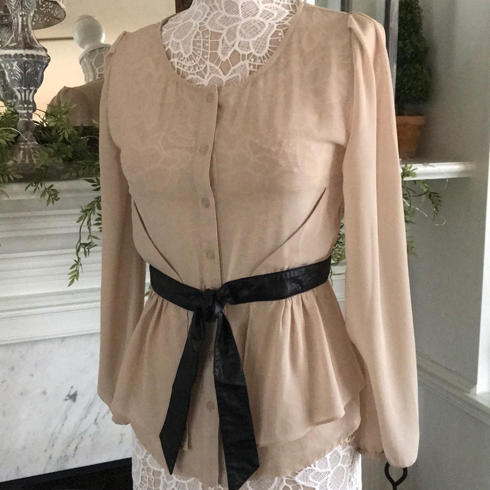 CIEL blouse size M with faux leather tie